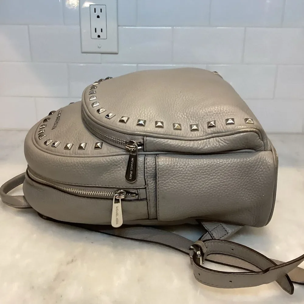 Michael Kors Backpack Leather Abbey Pearl Pebbled Studded Back Pack Bag Travel